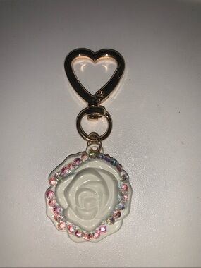 Cameilla flower mirror purse/bag charm keychain